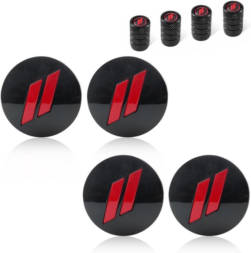 VANKUB 4pcs Wheel Center Cap 63mm/2.5 inches Slash Covers Hub Cap Emblem Badge for Dodge Charger Challenger Durango Hornet Dart R/T SRT Magnum Nitro Journey Caliber Avenger (Black & Red) - Image 1